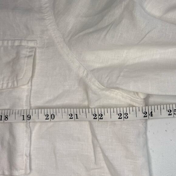 Liz Claiborne White Linen Blend Blouse Women's XL Button Down and Drawstring - Picture 6 of 6